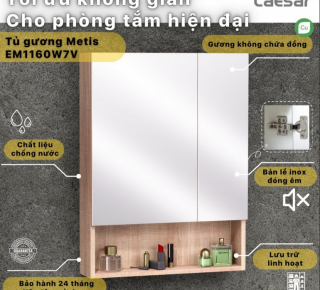 Tủ Gương Treo Phòng Tắm chính hãng CAESAR EM1160W7V